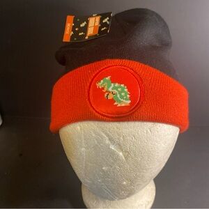 NES Super Mario Brothers Bowser Beanie Black Red Unisex CultureFly New One Size